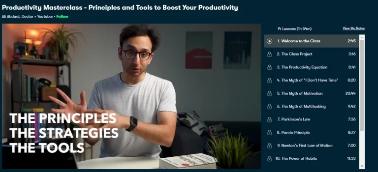 Ali Abdaal – Productivity Masterclass – Principles and Tools to Boost Your Productivity